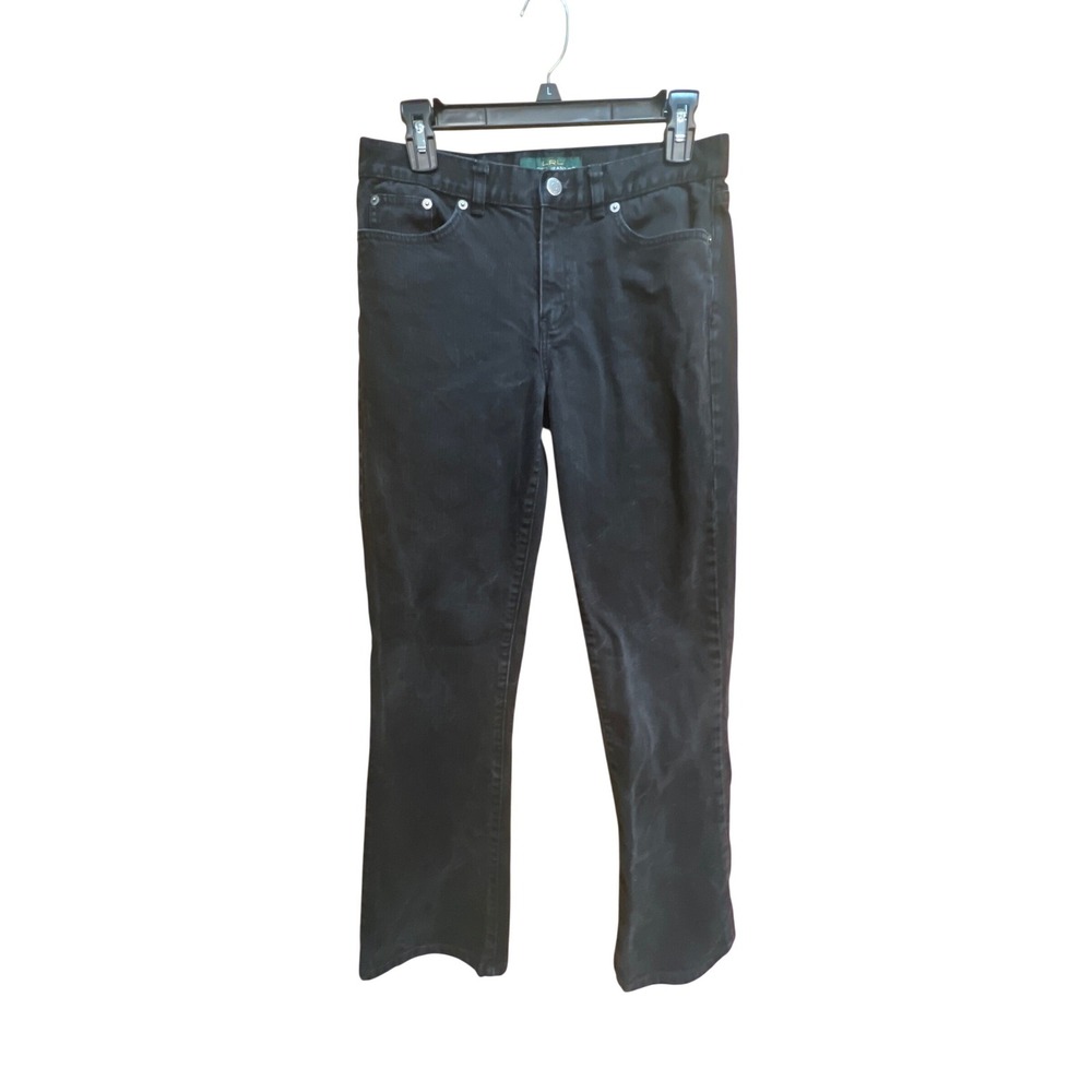 Lauren Ralph Lauren Black Straight Leg Jeans Flap Back Pockets Size 4 LRL Denim